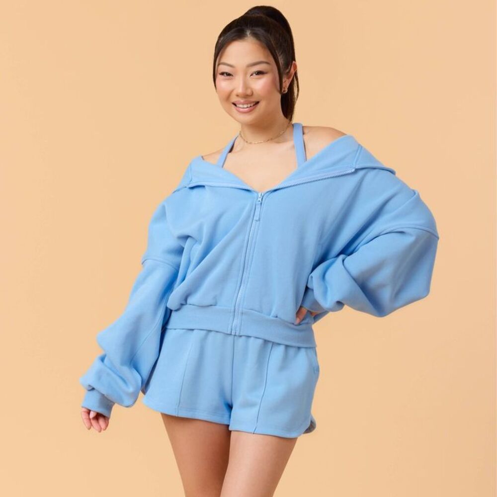 Blogilates -  Women's Mommy & Me Marshmallow Hooded S Medium Blue